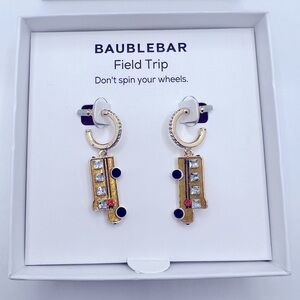 New BaubleBar Bus Hoop Sparkly Earrings Back To School Teacher Field Trip NIB